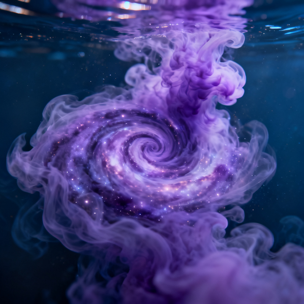 Violet ink spiral — rendered on Reelynth